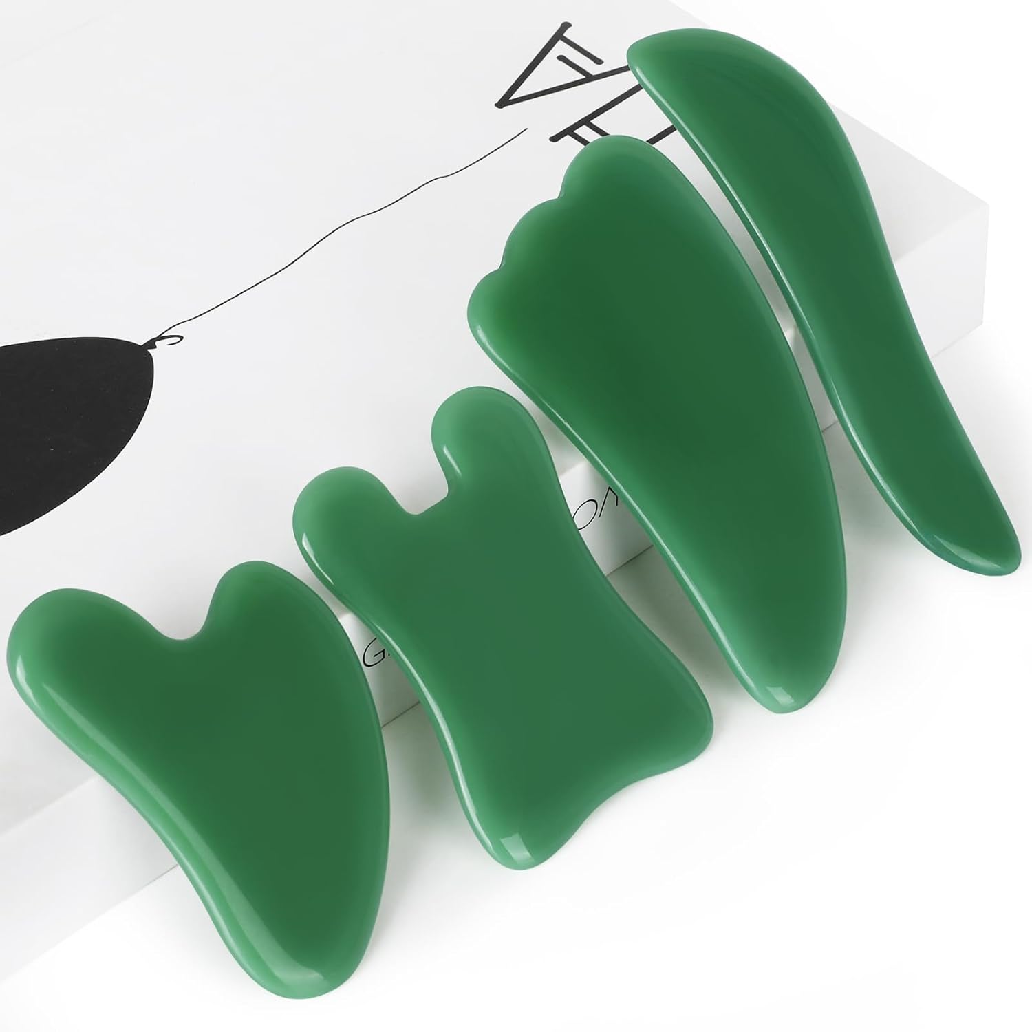 Guasha Massage Tool，Natural Stone Gua Sha Board, 4PCS Guasha Stone Scraping Massage Sets for SPA Acupuncture Physical Therapy Muscle Knots Facial Caring Point Treatment