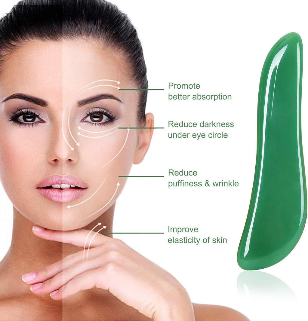 Guasha Massage Tool，Natural Stone Gua Sha Board, 4PCS Guasha Stone Scraping Massage Sets for SPA Acupuncture Physical Therapy Muscle Knots Facial Caring Point Treatment